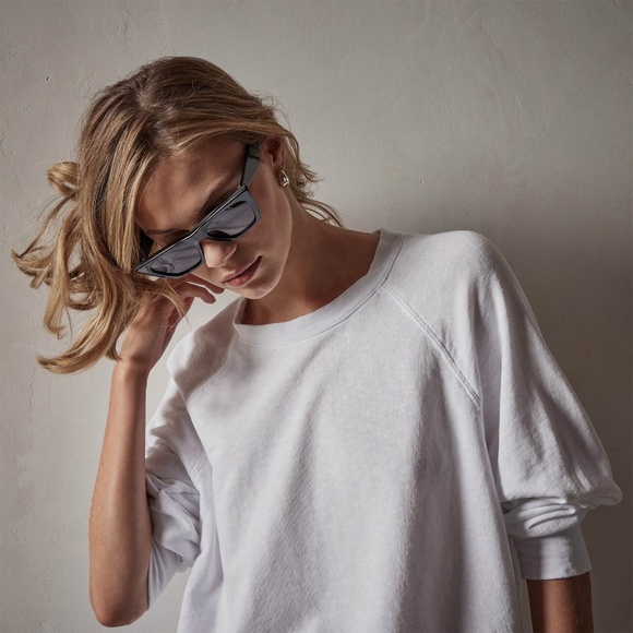 James Perse Vintage French Terry Relaxed Sweatshirt in White | Size 2 - Picture 4 of 11